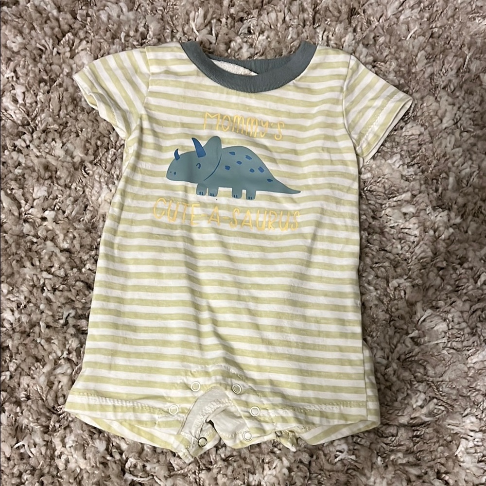 Chickpea Baby Romper with Green Trim